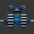 3D Tank Model Design Featuring Dual Cannons Orange Tips Black Tracks And Blue Glowing Base