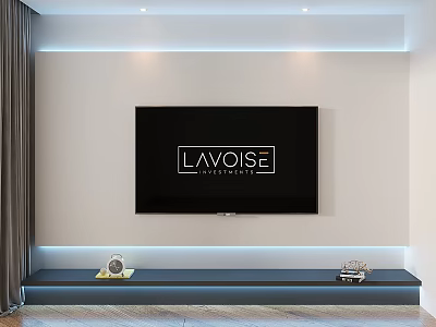 Modern TV Wall Design With White Wall Ambient Lighting And Floating Shelf 3d model