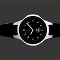 Modern Sleek Watch With Black Dial White Numbers Hands Silver Bezel And Comfortable Black Strap 3d model