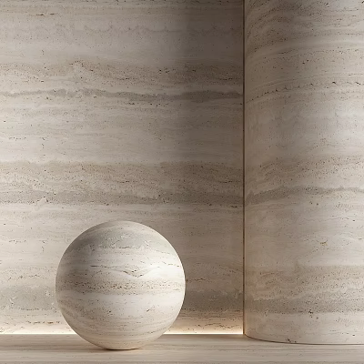 Modern Decorative Spherical Component With Striped Marble Texture For Interior Wall Design 3d model
