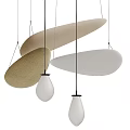 Modern Minimalist Pendant Lights With Beige White Fabric Shades And Different Shapes