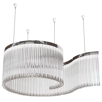 Elegant Modern Hanging Crystal Chandelier With Chrome Frame And Fringe Design 3d model