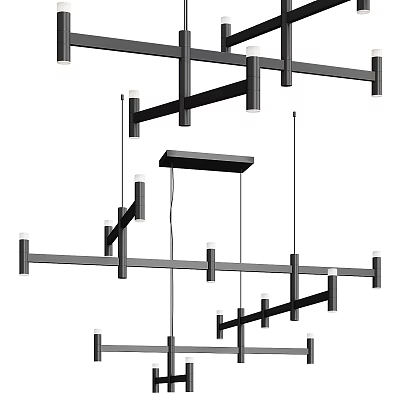 Modern Ceiling Light With Geometric Linear Design And Sleek Black Metal Structure 3d model