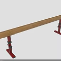 Wooden Gymnastic Balance Beam With Red Support Stands For Training