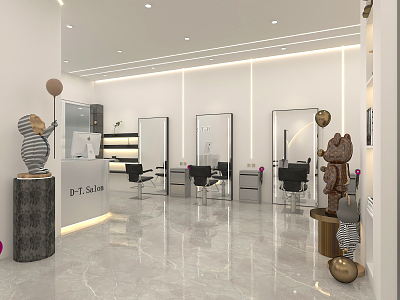 Modern Barber Shop Hairdresser 3d model