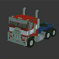 Lego Style Red And Blue Truck Model With Cab Trailer And Wheels