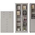 Grey Office File Cabinets With Drawers And Glass Doors Storing Folders Books And Potted Plant