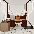 Modern Study Room With Curved Desk Office Chairs And Tech Decor 3d model