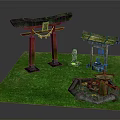 Traditional Japanese Garden With Torii Gate Wooden Shrine Stone Lantern Water Basin And Green Grass