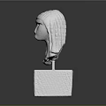 White Sculpted Head Sculpture With White Square Base And Artistic 3d model