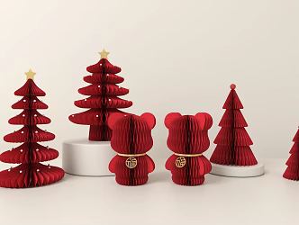 Modern Ornaments New Year Ornaments Christmas Tree Christmas Bear Folding Paper Ornaments 3d model