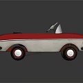 Vintage Red and Beige Convertible Toy Car with Classic Steering Wheel Design