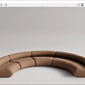 Modern Curved Brown Fabric Sofa With Unconventional Shape For Living Room