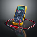 Yellow Digital Multimeter With 0.00 LCD Display And Red Black Test Leads 3d model