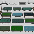 Billiard Room Design With Multiple Style Tables Color Options And Hanging Lights 3d model