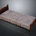 Wooden Bed Frame With Headboard Footboard Light Colored Sheet And Pillow
