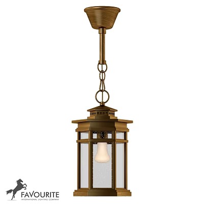 Vintage Bronze Pendant Light With Glass Shade And Decorative Chain Design 3d model