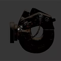Old Rusty Black Industrial Mechanical Part With Worn Surface And Circular Component