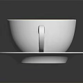 White Coffee Cup With Latte Art On White Saucer Against Dark Background