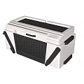 Durable White Storage Box With Black Straps And Mesh Front Panel Design