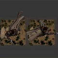 Detailed Game Movie Character Figures With Long Coat Holding Pistol Standing On Stone Grass Base