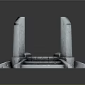 Ancient Stone Sculpture Carving With Circular Platform And Glowing Blue Pillars