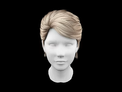 Detailed Realistic Game Movie Character Blonde Hairstyle 3D Model on Black Background 3d model