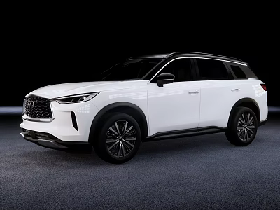 White Infiniti SUV With Sleek Design And Black Accents On Gray Floor 3d model