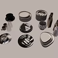 Modern Minimalist Dinnerware Set With Plates Bowls Cups And Ceramic Shakers
