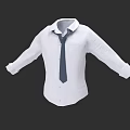 Stylish White Long Sleeve Shirt With Blue Tie And Collar Design