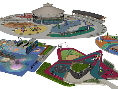 Modern Children's Play Area Design With Colorful Play Equipment And Safe Play Zones 3d model