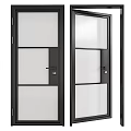Black Frame Frosted Glass Swing Door with 82 Inch Height and 33 Inch Width