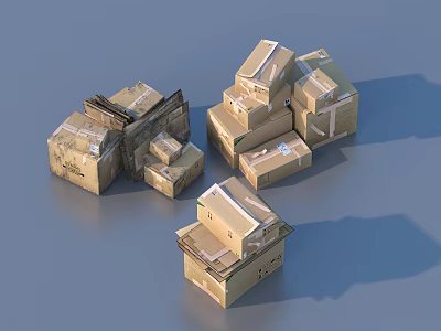 Stacked Cardboard Boxes Containing Packaged Household Items For Moving And Storage 3d model