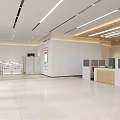 Modern Service Hall Interior With Bright Lighting Service Counters Computers And Windows 3d model