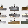Modern Front Desk Reception Counter Designs With Various Materials And Workstation Styles 3d model