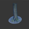 Natural Tree Stump Decor With Exposed Roots And White Gravel Base