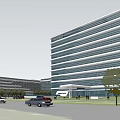 Modern Industrial Factory Exterior With Multi Storey Glass Building And Green Surroundings