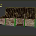 Traditional Small House Model With Rustic Corrugated Roof Brick Stone Walls And Wooden Door