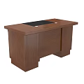 Brown Wooden Office Desk With Black Top Surface And Cabinet Design