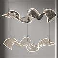 Modern Sculptural Chandelier With Curved Wave Shaped Design And LED Lighting