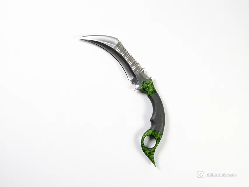 Industrial Knife With Sharp Silver Blade And Green Black Ergonomic Handle 3d model 