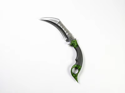 Industrial Knife With Sharp Silver Blade And Green Black Ergonomic Handle 3d model