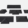 Building Components Featuring Various Black Roof Tiles With Different Shapes And Textures 3d model