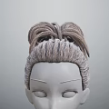 Realistic Mannequin Head Featuring Gray Brown Braided Hair And Updo Hairstyle