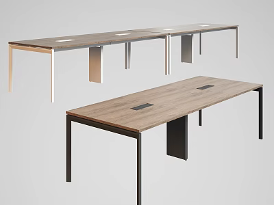 Modern Wooden Conference Table with Sleek Metal Legs and Spacious Surface for Office Use 3d model