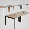 Modern Wooden Conference Table with Sleek Metal Legs and Spacious Surface for Office Use