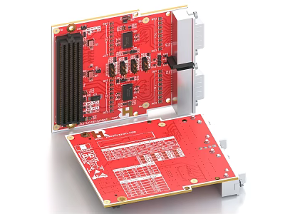 High Quality Industrial Equipment Red Circuit Boards With Electronic Components And Connectors 3d model