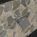 Three Wall Mounted Outdoor Lights With Modern Design On Natural Stone Wall