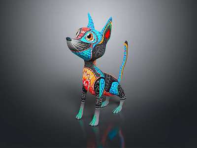 Colorful Dog Doll With Vibrant Patterns And Intricate Design Details 3d model