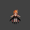 Game Movie Character With Orange Hair Black Wing Decorations And Black White Outfit Red Shoes
